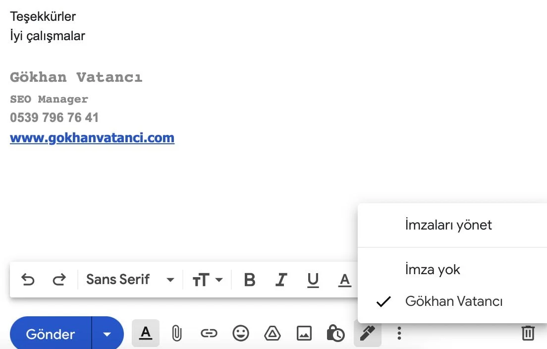gmail kurumsal imza ekleme